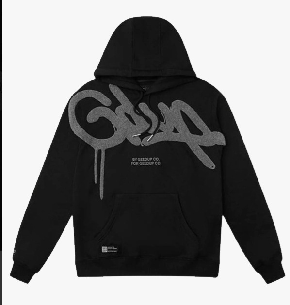 Geedup Hoodie Graffiti Logo Black Grey