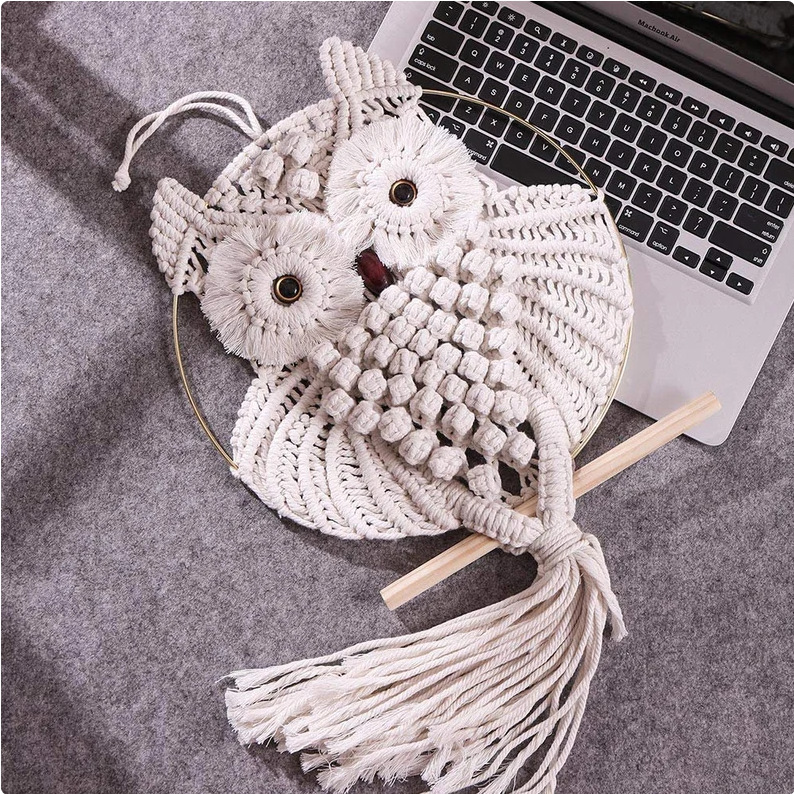 Pastoral Style Pastoral Animal Cat Owl Cotton Iron Tapestry