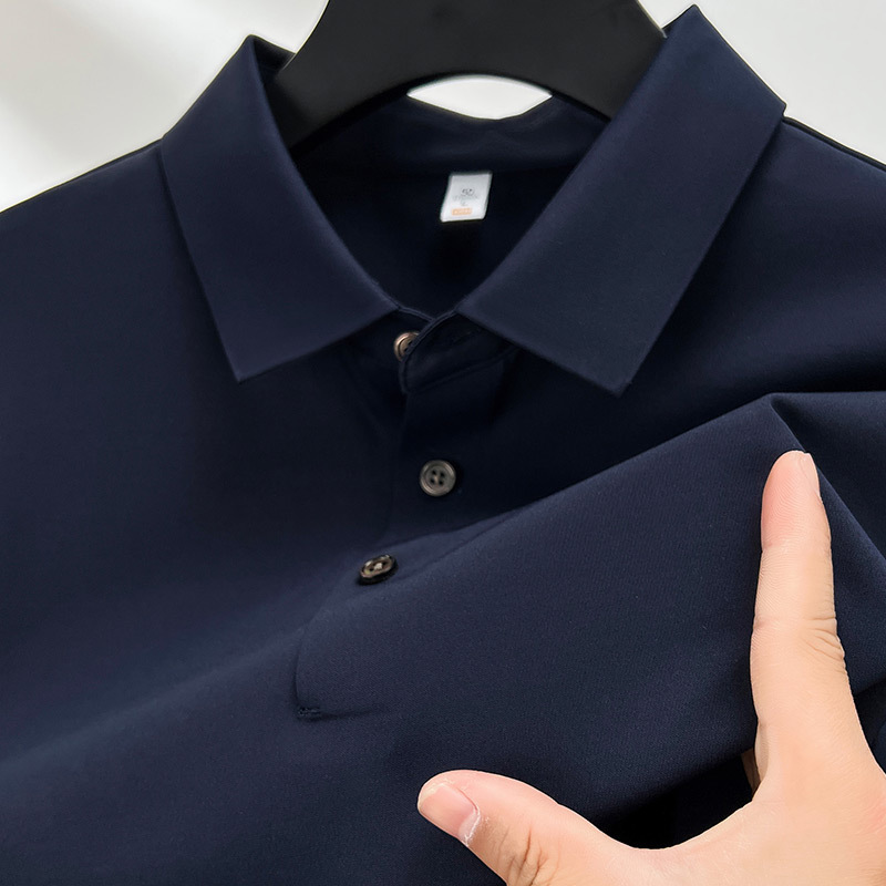 200 seamless kam ammonia short sleeve T-shirt men's lapel solid color breathable summer new 7A cool feeling polo shirt top