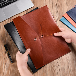 A4 Vertical Horizontal Leather Document Bag Contract Bill File Bag Large Capacity Office Storage Bag Tablet Information Bag