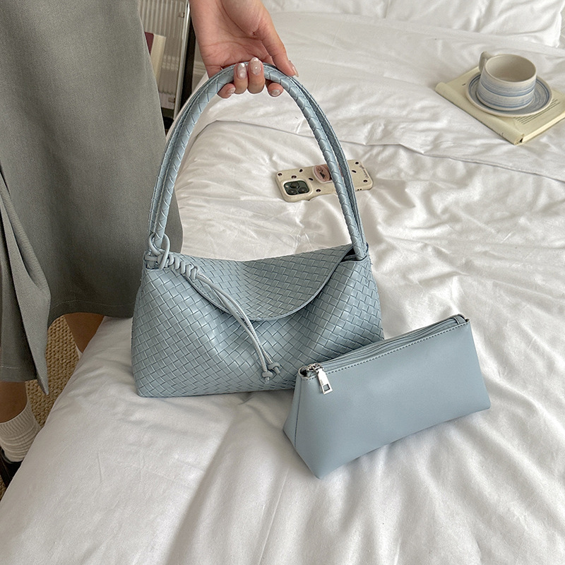 Bolsa de tejido de gran capacidad, bolso de mano de mano de vacaciones, bolso de brazo de dos piezas.