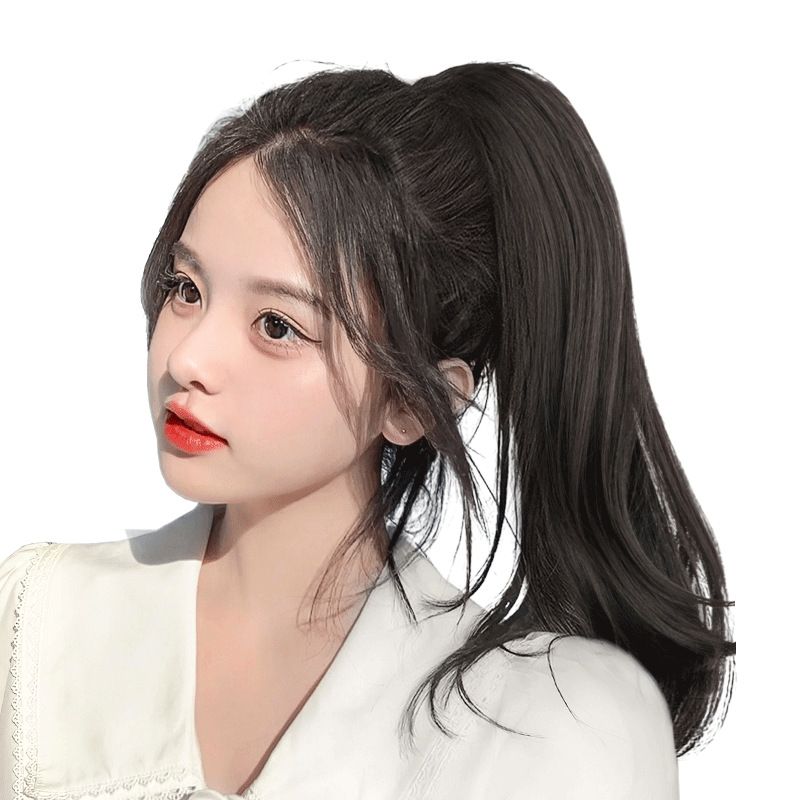 Peluca femenina pinza de pelo micro-roll alta Cola de Caballo pelo artificial Twist trenza peluca pieza natural ultra-ligero puede atar Cola de Caballo Pelo Rizado