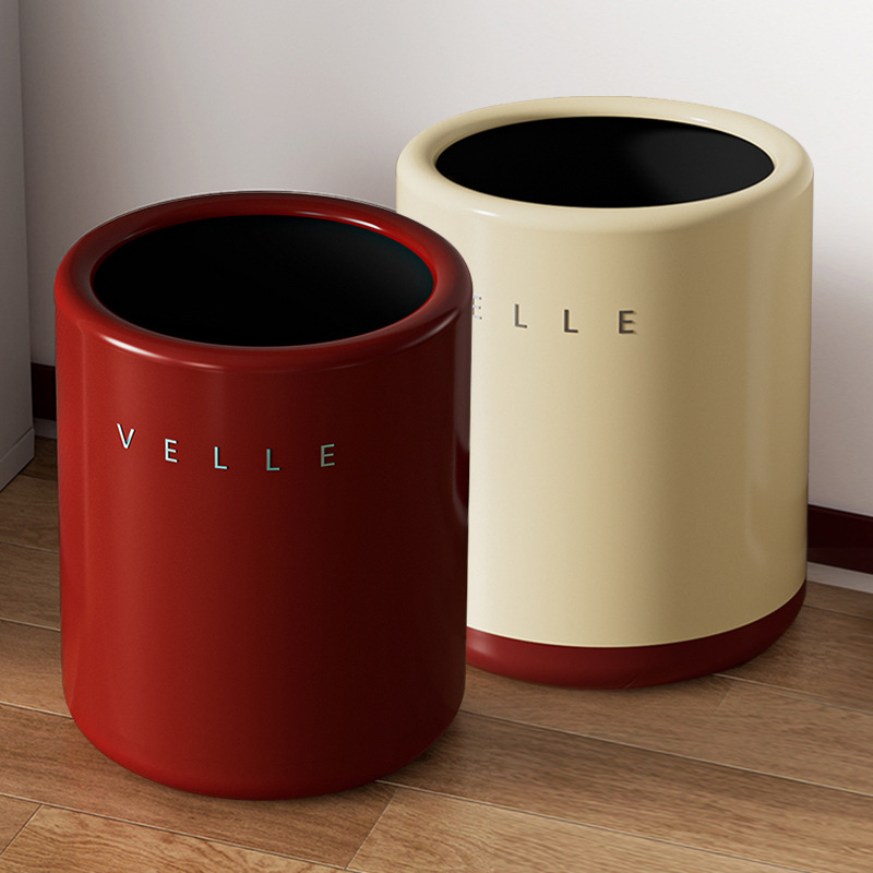 Basurera doméstica, sala de estar, cocina, dormitorio, baño, doble capa, canasta de boda roja festiva