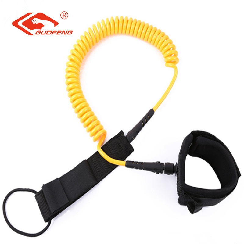 Cuerda de seguridad para tablas de surf de TPU con cable de acero de resorte marino de 7 mm de la potente fábrica de Guangdong, cuerda en espiral para vela de surf.