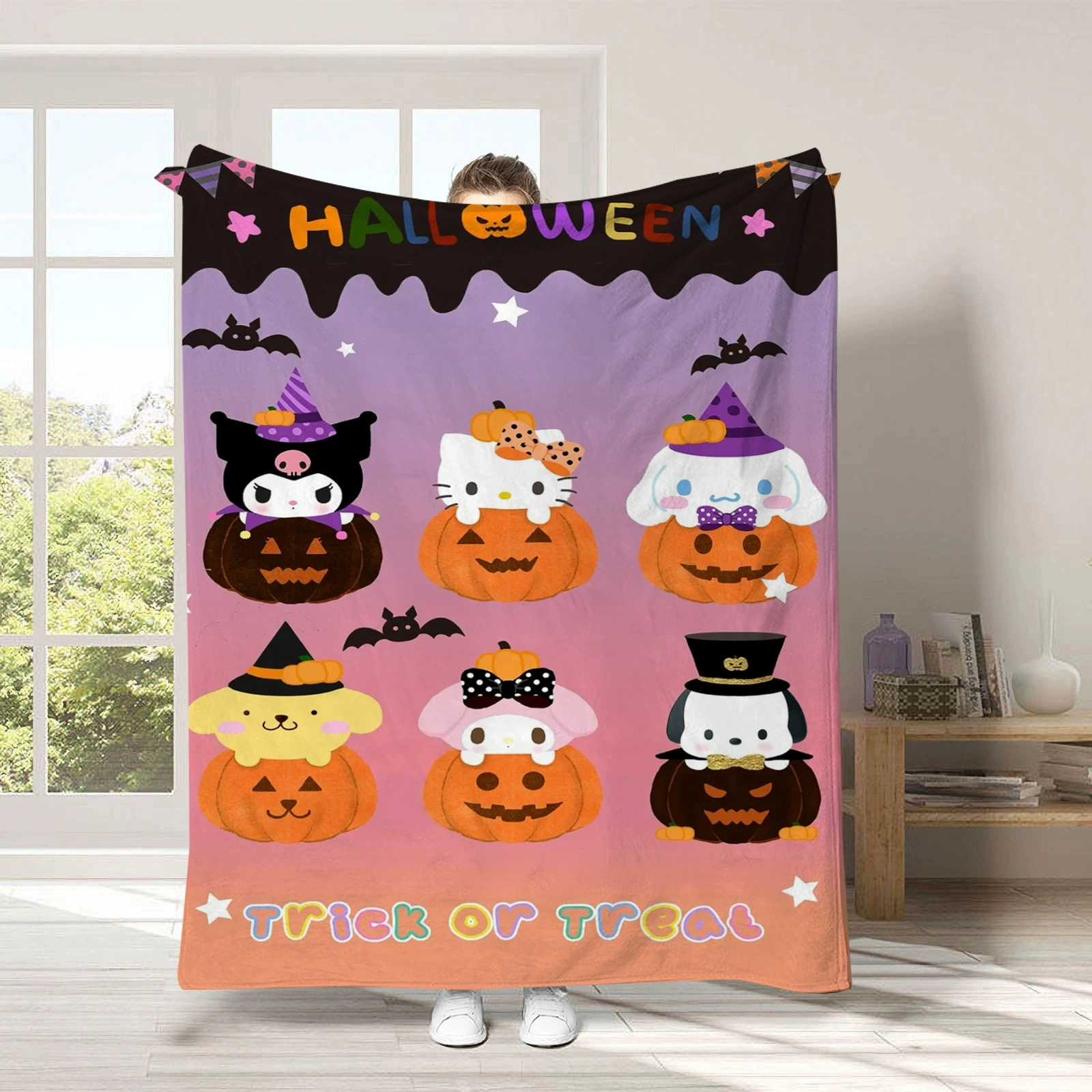 Hello kitty, детское одеяло для сна, диван для сна, хэллоуин, увеличенная толщина, (跨境贸易)
