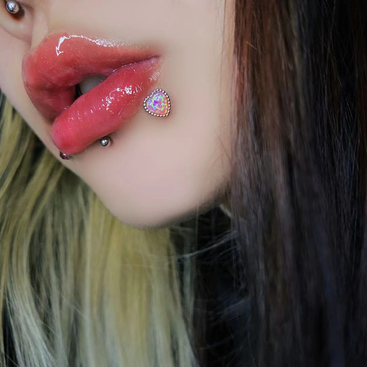 Labret piercing jewelry detail image