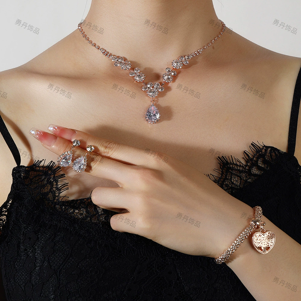 Новый дизайн чувствует элегантный когти цепи циркон ожерелье серьги набор для девочек темперамент дикий