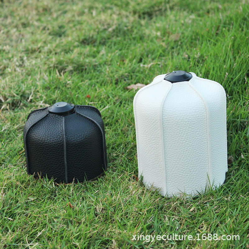 in stock Hexagon Gas Tank Leather Case Outdoor Camping Gas Tank PU Leather Foldable Steam Lamp Fuel Tank Protective Leather Case