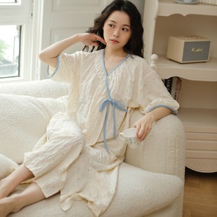 Xiaohongshu Live Supply in Stock 2025 Summer New Wrinkled Jacquard Maternity Dress One Piece Drop Shipping Free Shipping
