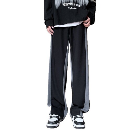 Summer thin loose drop-leg straight-leg face mask pants for men, trendy brand striped casual pants for men, dropshipping