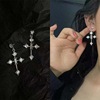 Earrings, retro brand silver needle from pearl, simple and elegant design, Korean style, silver 925 sample, internet celebrity