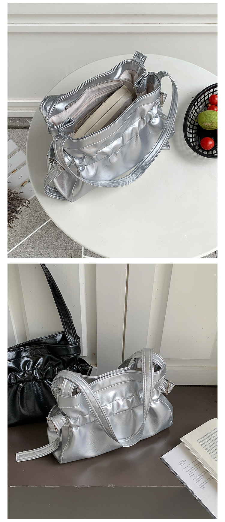 Borsa tote in morbida pelle per pendolari, grande capacità, da donna, versione coreana di nicchia, nuova borsa plissettata estiva da donna, singola_voghion.com