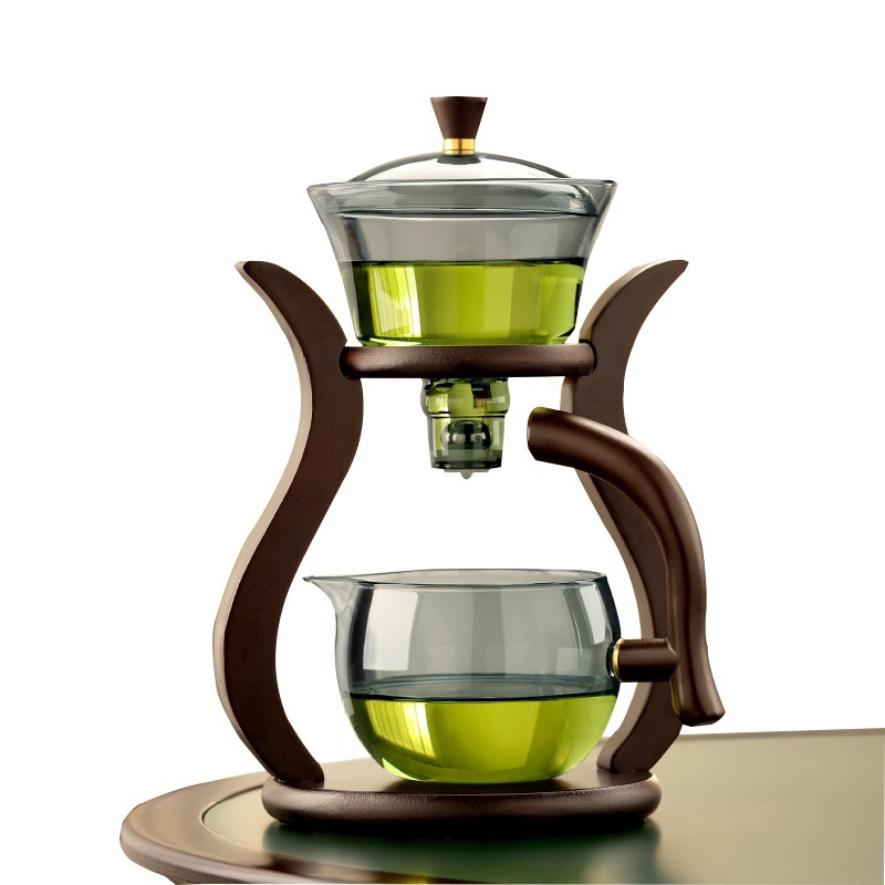 Juego de té de vidrio gris ahumado traje de hogar magnético Oficina de elaboración de la cerveza tetera perezoso té Kung Fu tetera