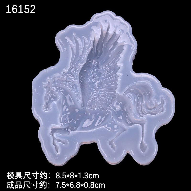 DIY espejo cristal epoxi molde de silicona sirena Pegasus modelado UV pegamento suave cerámica arcilla Decoración