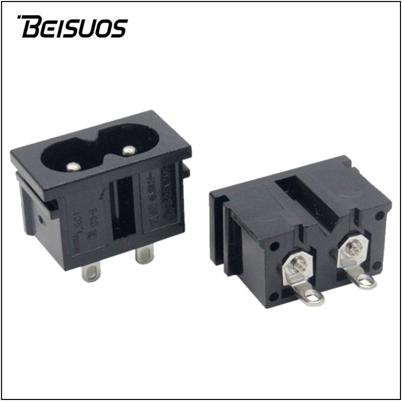 AC电源插座 八字两芯两插8字尾8字型座 脱毛仪笔记本电脑用插座