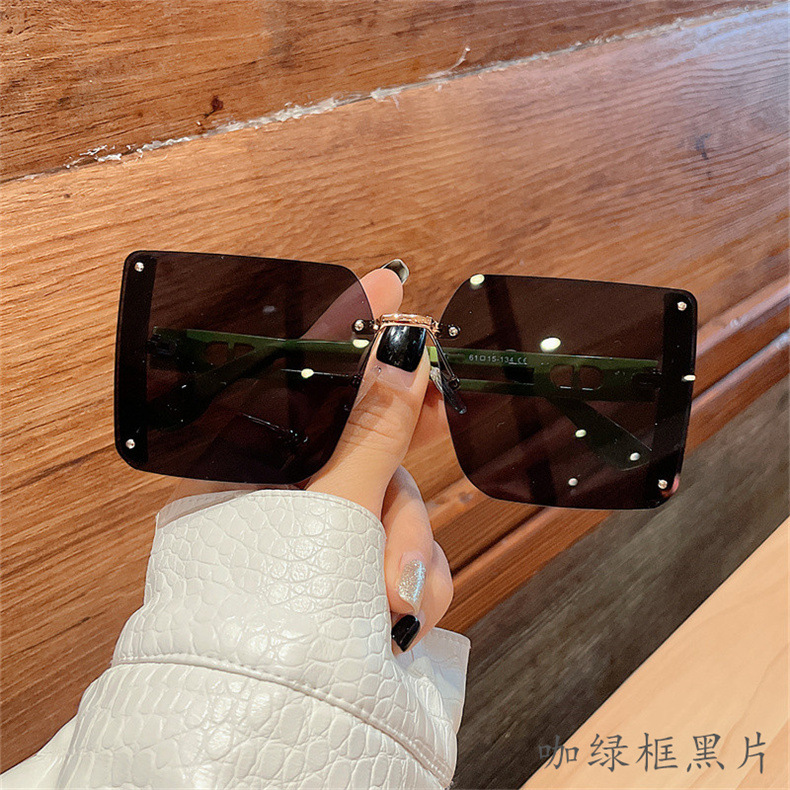 D family New Square big frame sunglasses shaking sound Net red cut edge street photography personalized trend ladies sunglasses