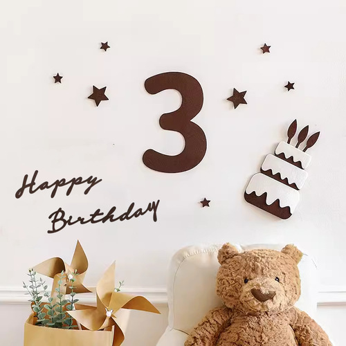 Ins felt digital birthday happy decoration photo pet background wall for boys and girls babies children party arrangement