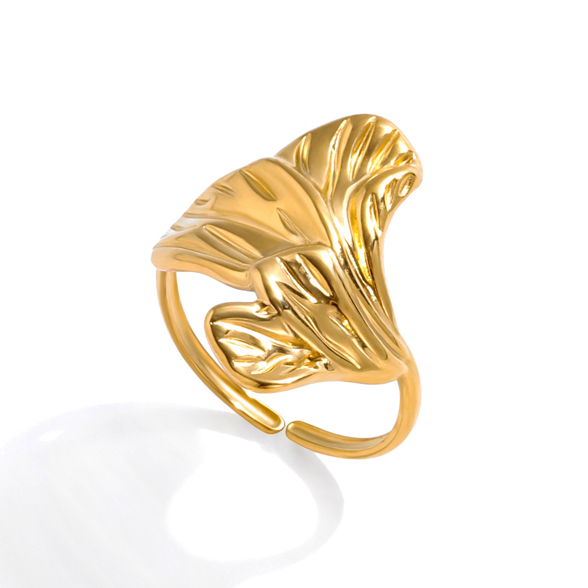 Wanxing flores europeas y americanas abiertas anillo de titanio nicho de alto nivel de anillo de hoja ligero lujoso anillo transfronterizo combinación de mujeres image 6