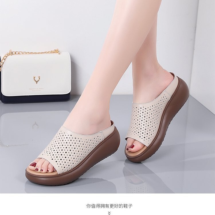 Thick-Soled Slippers, Summer Wedge Heels, Fish-Mouth Open-Toe Rocking Sole Women's Shoes, Large Size Shoes, Thick-Soled Snow Boots