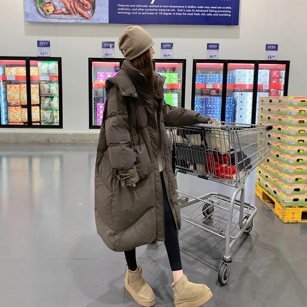 Super Nice Long Gray down Jacket for Women Winter 2025 New Style This Year Popular Loose Thickeneded White Duck down Jacket