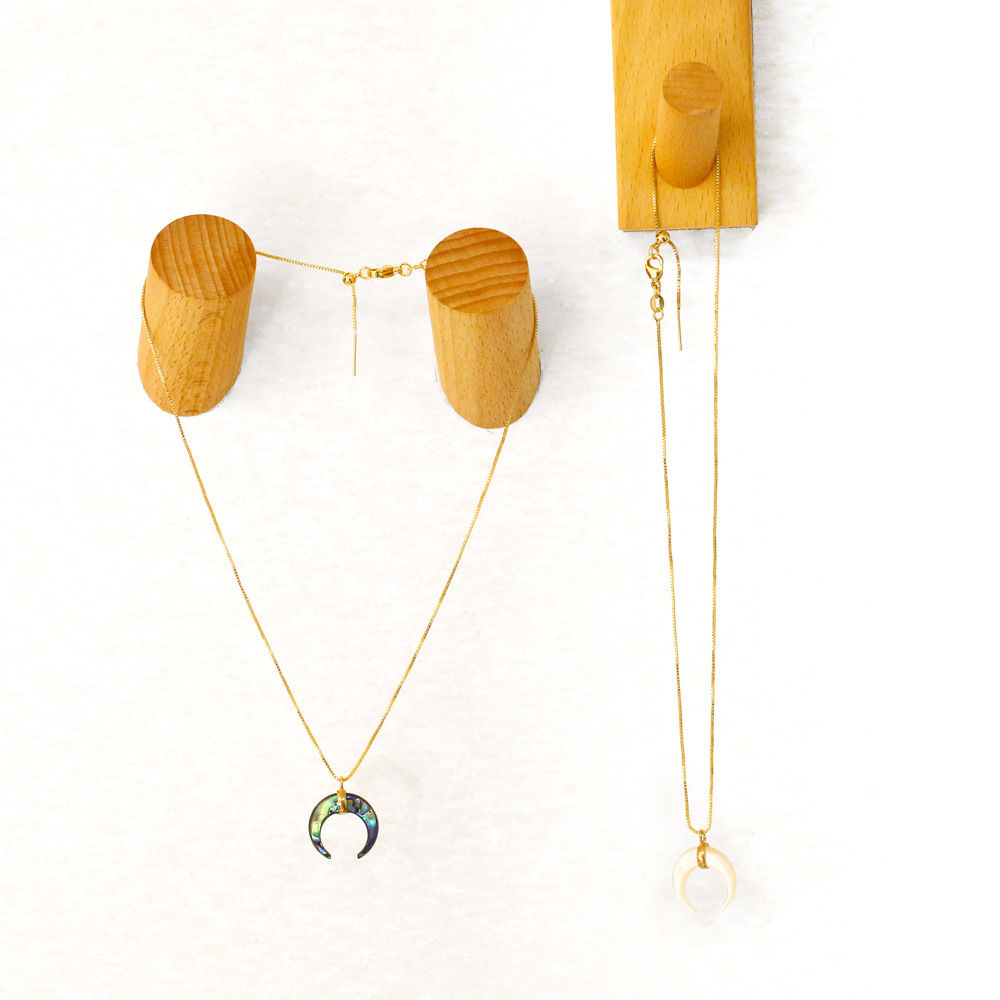 Jewelry Geometric Crescent Pendant Shell Moon Horn Pendant Clavicle Chain Necklace