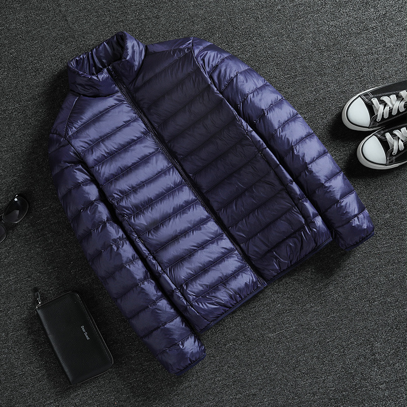 Men's Clothing Duck Silk cotton jacket for men Winter thin short versatile tops men warm stand collar jacket portable coat_voghion.com