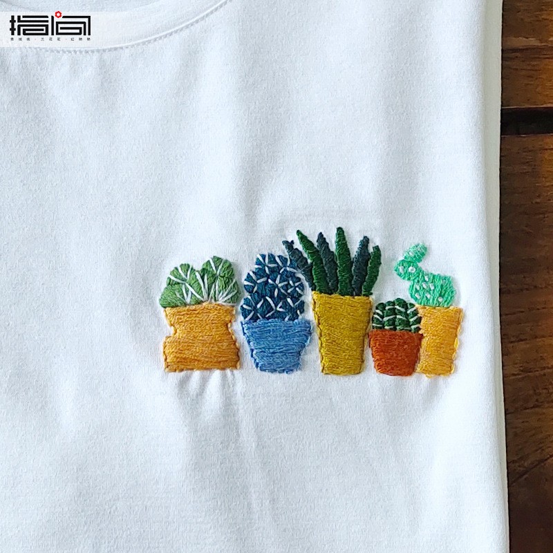Paquete de material de bricolaje bordado a mano Lu bordado principiante autobordado pareja camiseta pantalones de manga corta regalo bordado creativo