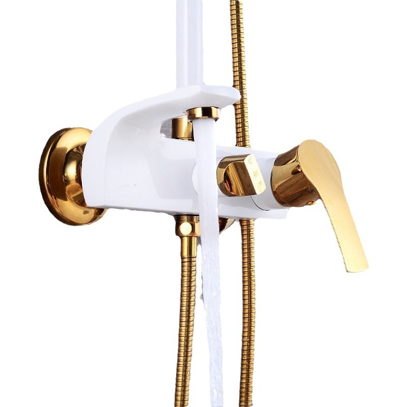 Todo el cobre europeo conjunto de ducha de ducha Tianlu negro y blanco pintura horneado baño elevable pared tipo ducha