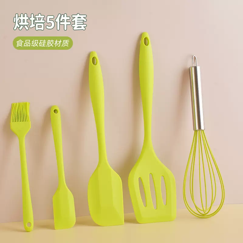 硅胶厨具五件套家用烹饪漏铲打蛋器油刷刮刀厨房烘焙工具5件套