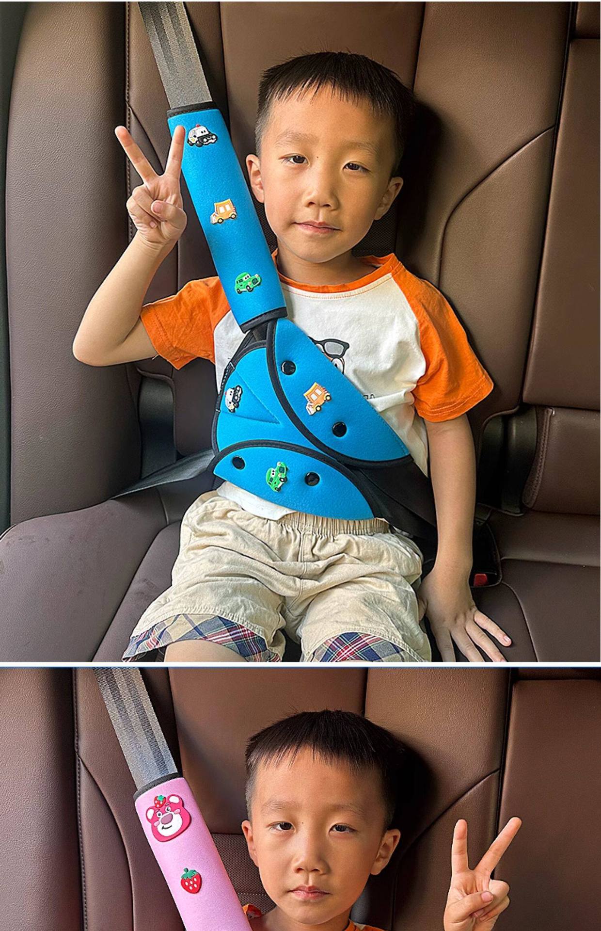Child Safety Belt Protector Adjustable Fastener Anti-Neck Strangulation Cartoon Cute Car Seatbelt Shoulder Pad for Baby