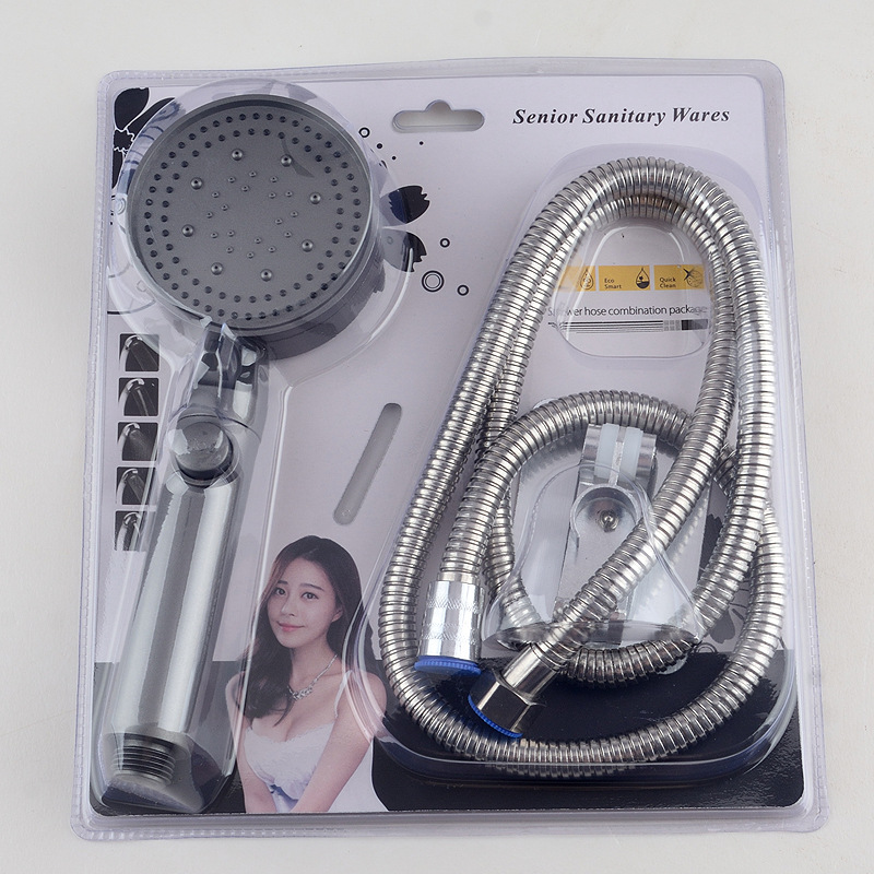 Five-speed pressurized showerhead, no-hole bracket, shower head hose, three-piece set, large water outlet filter showerhead undefined