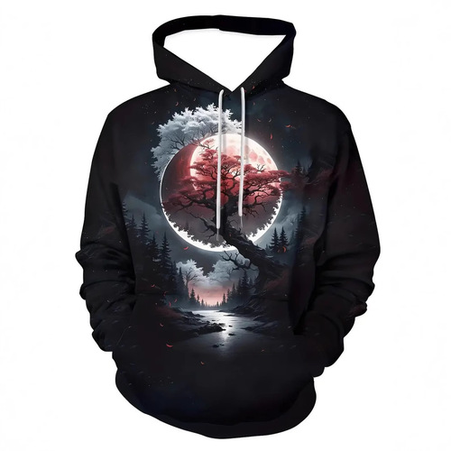 2025 Spring and Autumn Hooded Sweatshirt 3D Digital Printing Series Men's Casual Hooded Sweatshirt