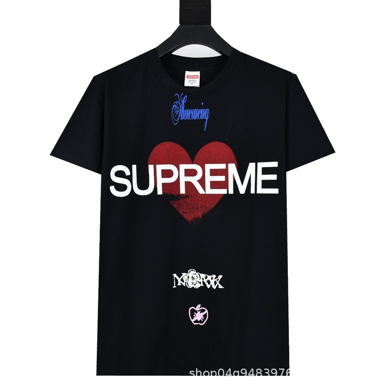 ヘビーウェイトクロスボーダー アメリカンファッション Supreme レタープリント Tシャツ BOX ラウンドネック 半袖 メンズ レディース ゆったり カジュアル Tシャツ 男女兼用|undefined