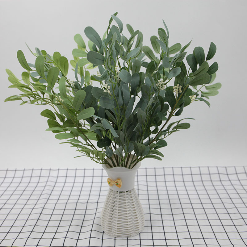 Hojas artificiales de cacahuete con 5 ramas, racimo de hojas de azufaifo, material de flores y hojas artificiales, hojas verdes decorativas, plantas verdes, flores artificiales, plantas al por mayor.