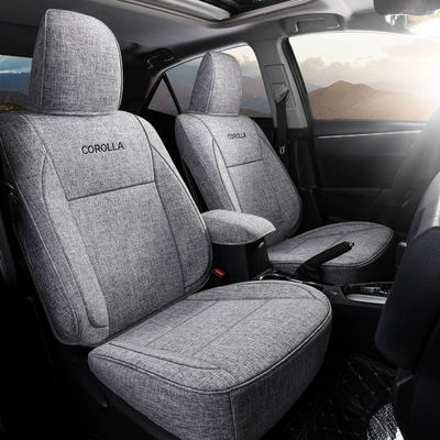 Toyota Corolla One Car One Edition Special Special Four Seasons Full Surrounded Linen Car Cushion Five-seat Car Seat Cover (Modelə uyğun (Original) oturacaq örtükləri) - simple-grey-standard-edition-remarks-model-year