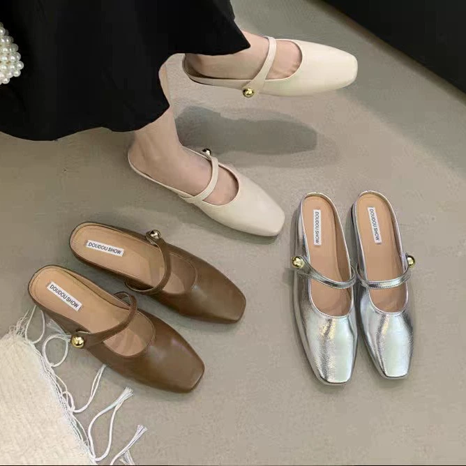 Spring summer slide, slippers, 2024 years, french style, soft sole