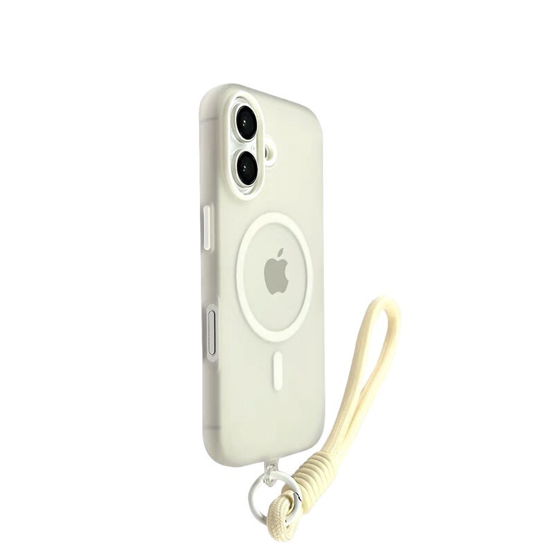 适用苹果17手机壳果冻磁吸iPhone16promax肤感磨砂带挂绳手绳简约|undefined