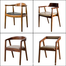 新中式實木椅子靠背椅北歐餐廳牛角椅批發辦公家用總統椅書桌椅子