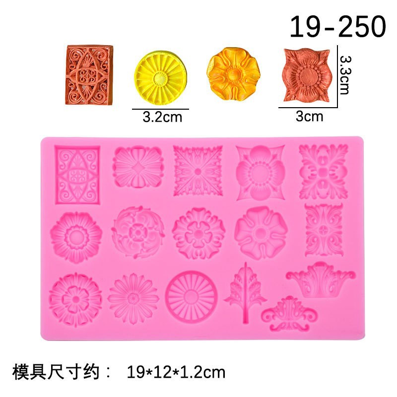 Serie de joyería europea Molde de chocolate con gemas en relieve retro Molde de silicona para pastel de fondant hueco tallado