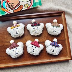 韓国版のアニメのぬいぐるみの熊のぬいぐるみの部品の森系の格子の熊のピンの女の子の髪飾りの人形のアクセサリーのアクセサリのアクセサリ