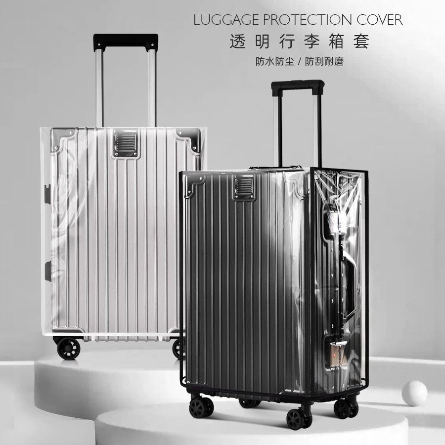 Прозрачный чехол для чемодана через границу, утолщенный, износостойкий, водонепроницаемый, пылезащитный чехол, кожаный чемодан, эластичный регулируемый чемодан на колесиках, чехол-дождевик для чемодана