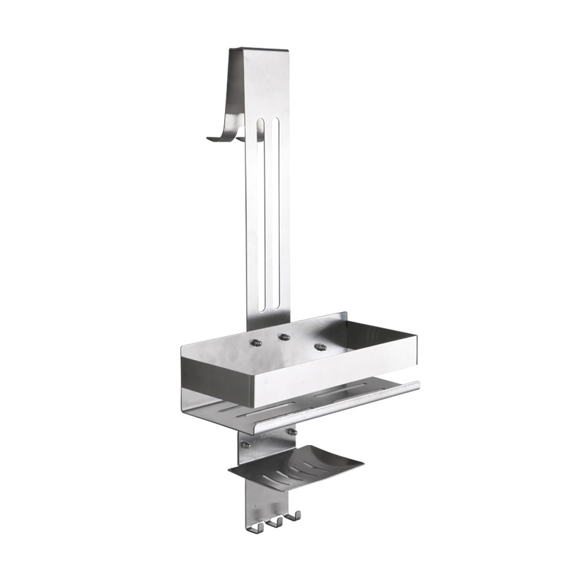 Fábrica al por mayor de almacenamiento rack de baño ponche-libre de baño gancho de la ducha puerta de la habitación de doble capa de almacenamiento de rack