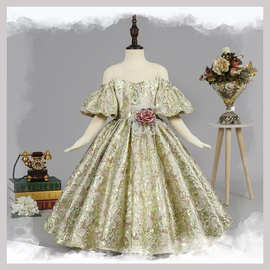 高定礼服女童儿童主持人礼服女端庄大气钢琴表演潮服走秀时尚霸气