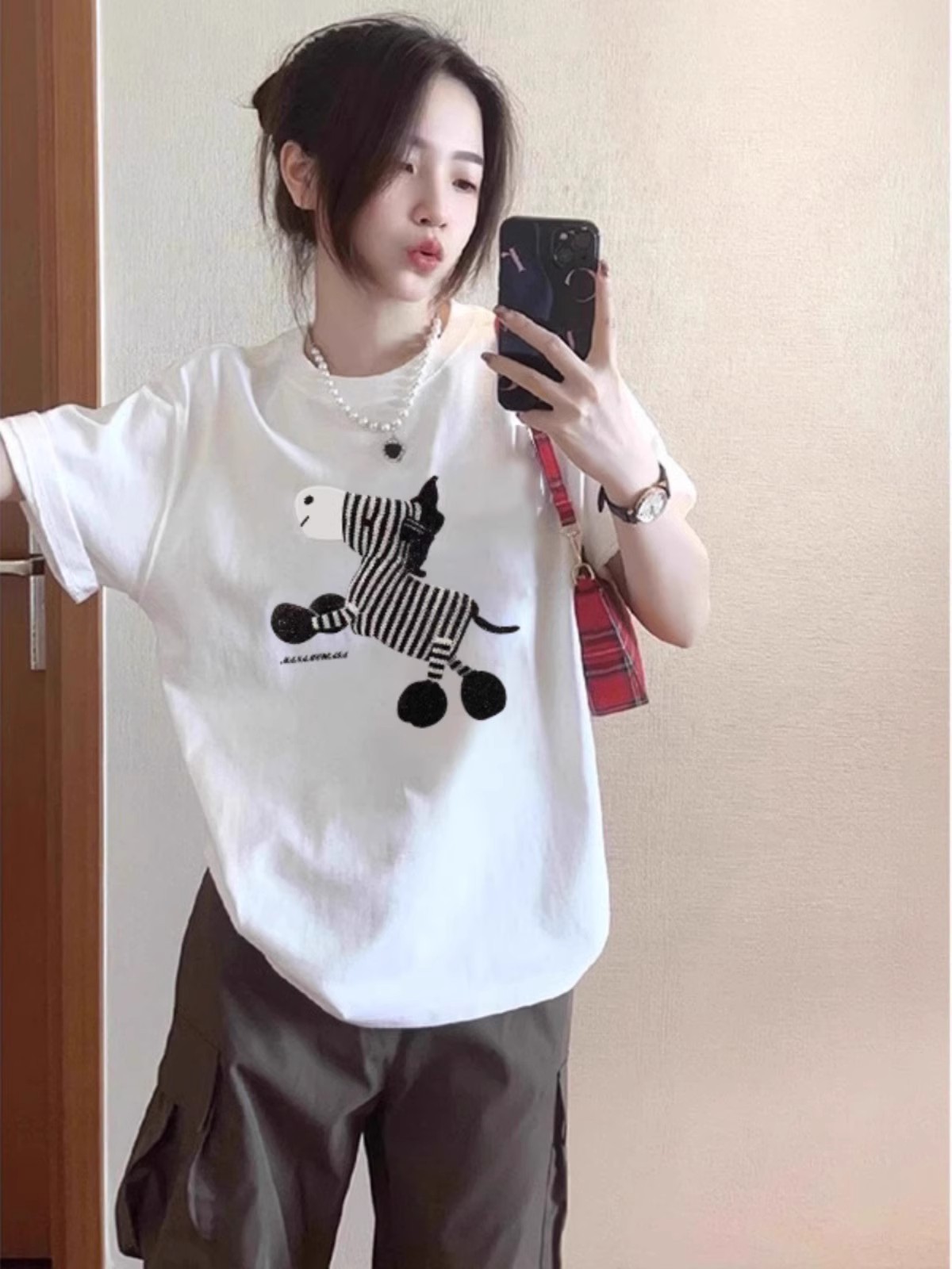 Pure Cotton American Short-sleeved T-shirt Women's Spring and Summer Loose plus size Half-sleeved Niche Design Sense Casual Couple Top