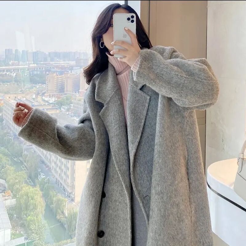 羊毛呢子大衣女2025秋冬季新款韩系宽松高级感中长款毛呢外套女潮|undefined