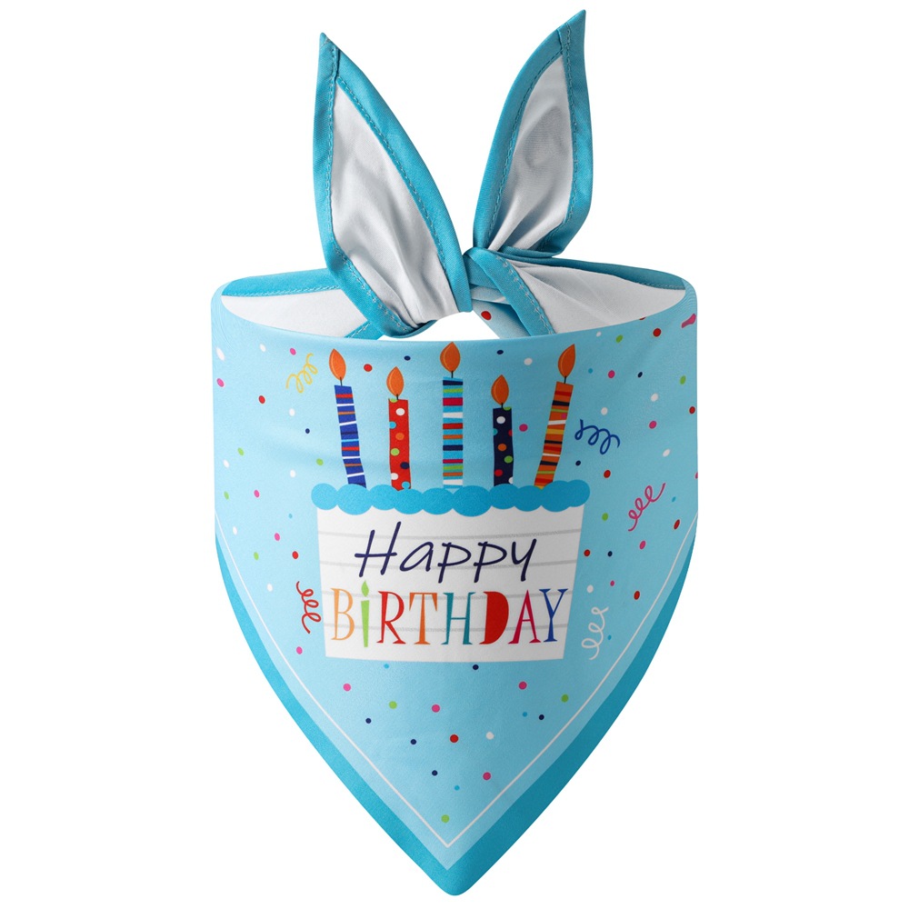 Nueva transfronteriza de dibujos animados mascota de cumpleaños perro saliva toalla triángulo bufanda joyería suministros para mascotas al por mayor