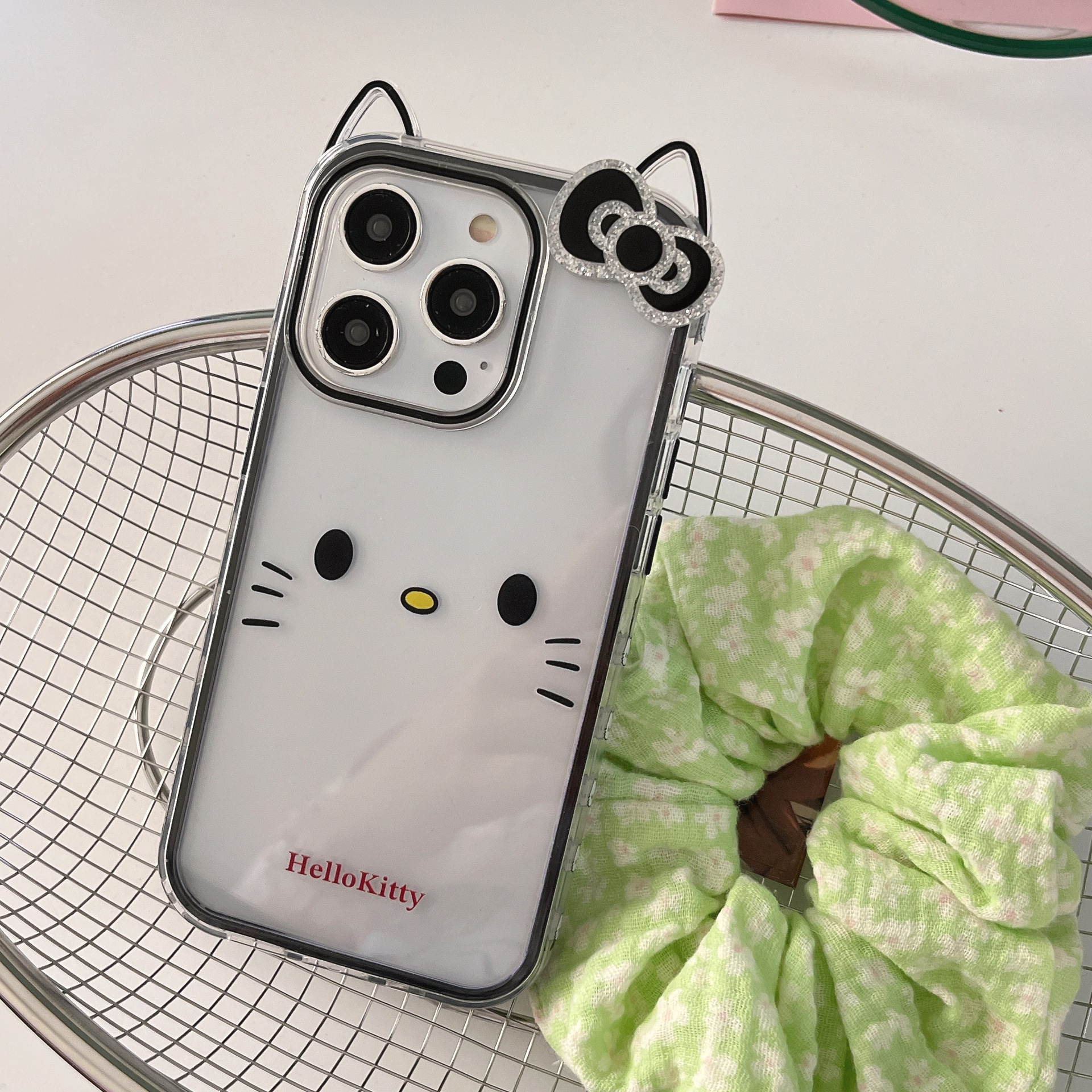 KT gato con lazo simple para Apple 15ProMax funda para teléfono móvil 16Pro pareja 14/13 nicho 16PM hembra