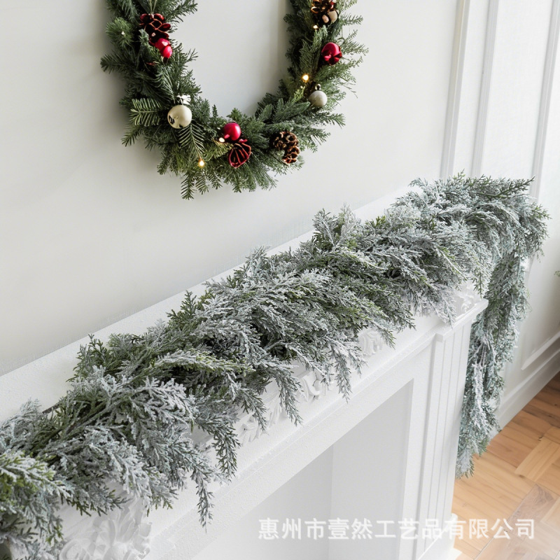 跨境亚马逊仿真手感松柏藤条壁炉人造雪松藤蔓挂饰餐厅酒店造景|undefined