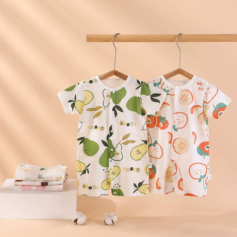 Детская одежда Летняя тонкая хлопчатобумажная летняя освежающая летняя куртка с короткими рукавами дышащая и прохладная летняя одежда