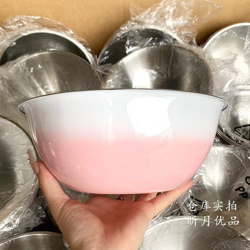 欧式简约风不锈钢渐变沙拉碗烘焙碗水果篮厨房摆拍神器三色可选|undefined